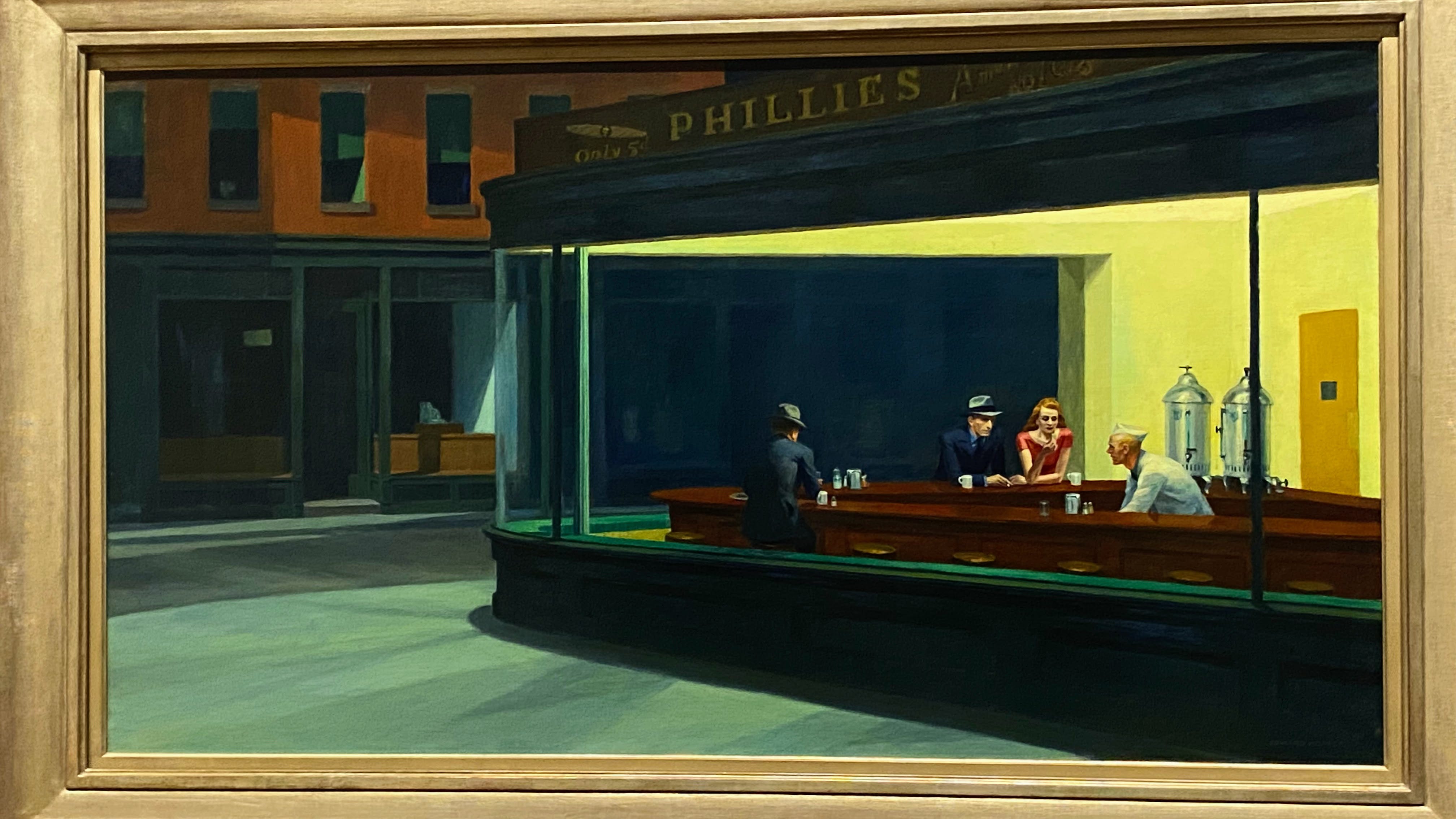 Nighthawks by Edward Hopper at the Art Institute, Chicago.
