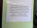 A Pune eatery’s witty notice linking price hike to an “orange-haired man” sparked humour.