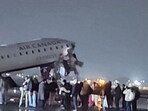 A plane may have collided with a fire truck on a taxiway at LaGuardia Airport in New York.