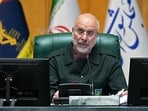 Iran's Parliament Speaker Mohammad Bagher Ghalibaf, dressed in an IRGC uniform, chairs a session in Tehran on February 1, 2026, 