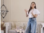 Krystle DSouza's living room transformation centered on installing custom vertical wooden panels. (Instagram/ Krystle DSouza)