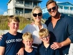 Alan Ritchson and Catherine Ritchson with their kids – Calem, Edan and Amory