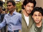 Sameer Wankhede (left), Shah Rukh Khan and son Aryan (right)