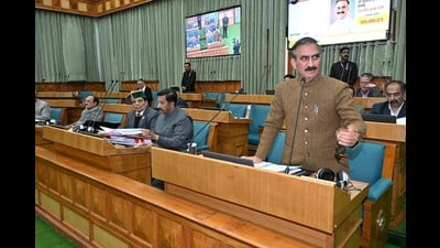 Himachal chief minister Sukhvinder Singh Sukhu during the assembly session in Shimla on Monday. (HT Photo) Himachal chief minister Sukhvinder Singh Sukhu during the assembly session in Shimla on Monday. (HT Photo)