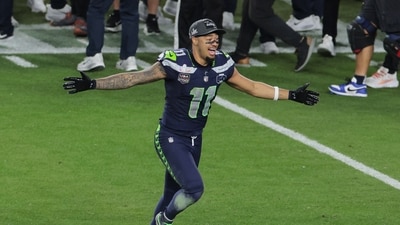Seattle Seahawks' Jaxon Smith-Njigba celebrates after winning the Super Bowl LX (REUTERS)
