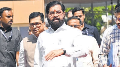 Mumbai, India - March 23, 2026: Dy CM Eknath Shinde during Budget assembly session at Vidhan Bhavan in Mumbai, India, on Monday, March 23, 2026. (Photo by Anshuman Poyrekar/Hindustan Times) (Anshuman Poyrekar/HT Photo) Mumbai, India - March 23, 2026: Dy CM Eknath Shinde during Budget assembly session at Vidhan Bhavan in Mumbai, India, on Monday, March 23, 2026. (Photo by Anshuman Poyrekar/Hindustan Times) (Anshuman Poyrekar/HT Photo)