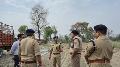 Police officials reviewing preparations ahead of chief minister Yogi Adityanath’s visit to Bahraich. (HT)