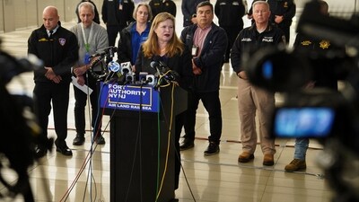 Kathryn Garcia, executive director of the Port Authority of New York and New Jersey, said that the fire truck was making its way across the runway to attend to a different incident involving a United Airlines flight, where the pilot had informed about “an issue with odor,” (REUTERS)