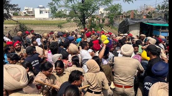 Gulab Singh, another protester, said they came to demand employment because no recruitment has been made in the education sector for over five years. (HT Photo)