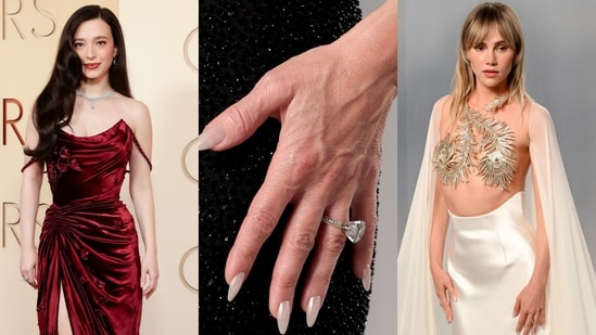 Mother-of-pearl manis at the 2026 Oscars 