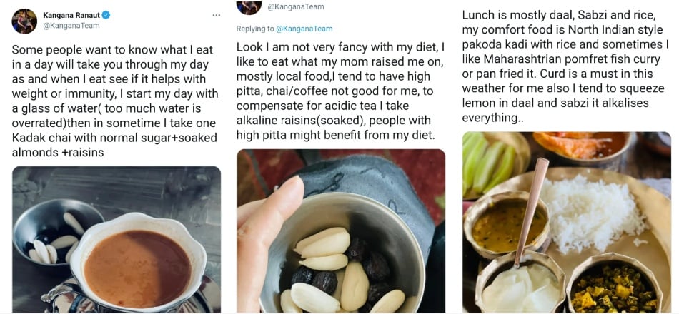 Kangana Ranaut revealed her diet secrets on X in 2021. (X/ Kangana Ranaut) Kangana Ranaut revealed her diet secrets on X in 2021. (X/ Kangana Ranaut)