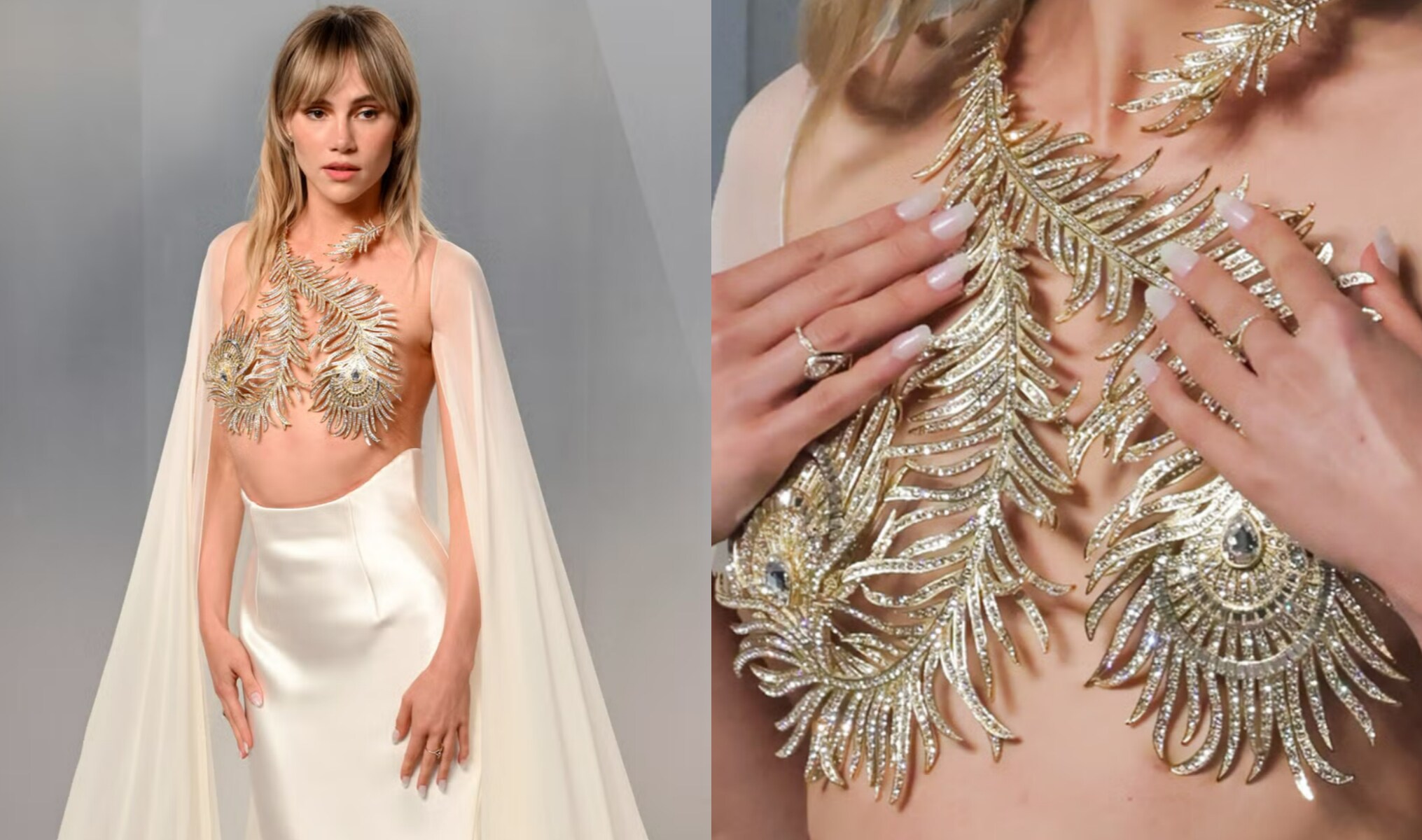 Suki Waterhouse's sports milky mother-of-pearl nails Suki Waterhouse's sports milky mother-of-pearl nails