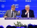 Shehbaz Sharif with Donald Trump during the signing ceremony for the Board of Peace charter at the World Economic Forum (WEF) in Davos, Switzerland,