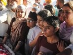 Family of the deceased PSWC district manager Gagandeep Singh Randhawa mourn. (HT Photo)