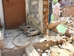 The house was completely destroyed after the explosion (Rajesh Kumar/HT)