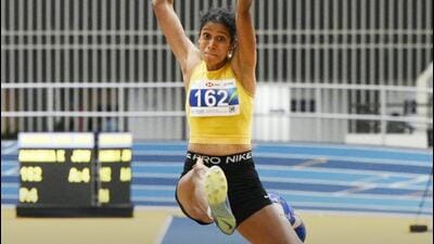 KA Anamika won the long jump event at the National Indoor Athletics Championships. (AFI) KA Anamika won the long jump event at the National Indoor Athletics Championships. (AFI)