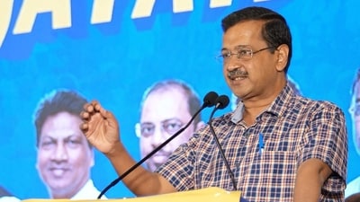 AAP national convenor Arvind Kejriwal raises concerns over rising airfares following removal of price caps, in New Delhi. AAP national convenor Arvind Kejriwal raises concerns over rising airfares following removal of price caps, in New Delhi.