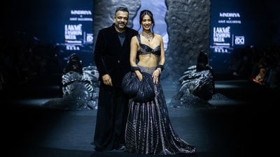 Designer Amit Aggarwal with actor Disha Patani, who was the showstopper. (Indriya, Aditya Birla Jewellery) Designer Amit Aggarwal with actor Disha Patani, who was the showstopper. (Indriya, Aditya Birla Jewellery)