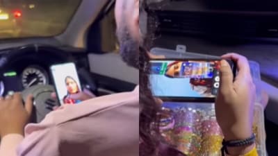 A cab driver video called his wife mid-ride and bought bangles after overhearing sellers in the cab. (Instagram/bannoki_saheli) A cab driver video called his wife mid-ride and bought bangles after overhearing sellers in the cab. (Instagram/bannoki_saheli)