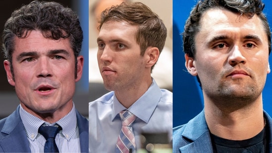 Joe Kent (L), Tyler Robinson and Charlie Kirk (R). (File Photos)