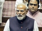Prime Minister Narendra Modi speaks in Rajya Sabha during the second part of the Budget Session of Parliament, in New Delhi.
