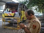 Police officials said they received a call at 1.05am reporting that the bus had overturned.