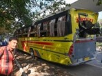 Both men were taken to Ram Manohar Lohia Hospital after the crash, where they succumbed to their injuries the same night. (Sanchit Khanna/Hindustan Times)