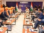Delegation met CM Saini and Union minister Khattar; project to boost renewable integration and reduce import dependence. (@cmohry/X)