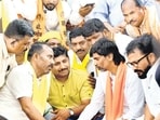 Mumbai, India – 24 Mar 2026: Maratha leader Manoj Jarange Pati at Azad Maidan to support on 9th day of hunger strike by Dhangar reservation agitator Deepak Borhade who fight for get reservation to e Dhangar community from the ST category, in Mumbai, India, on Tuesday, 24 Mar, 2026. (Photo by Bhushan Koyande/HT Photo) Mumbai, India – 24 Mar 2026: Maratha leader Manoj Jarange Pati at Azad Maidan to support on 9th day of hunger strike by Dhangar reservation agitator Deepak Borhade who fight for get reservation to e Dhangar community from the ST category, in Mumbai, India, on Tuesday, 24 Mar, 2026. (Photo by Bhushan Koyande/HT Photo)
