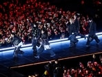 Kpop group BTS perform during 'BTS The Comeback Live Arirang' concert in central Seoul, South Korea, March 21, 2026. (Kim Hong-Ji/Pool Photo via AP)