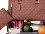 A roomy work tote with a separate base compartment keeps lunch secure while the main section stores laptop, charger, and daily essentials.