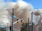 Smoke seen from the fire in Hemet, California.