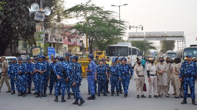 (File photo) Security personnel stand guard during the "Virat Aakrosh Sabha" called by the United Hindu Front over the death of Tarun, due to an alleged fight during Holi at Uttam Nagar in Delhi earlier this month. (ANI) (File photo) Security personnel stand guard during the "Virat Aakrosh Sabha" called by the United Hindu Front over the death of Tarun, due to an alleged fight during Holi at Uttam Nagar in Delhi earlier this month. (ANI)