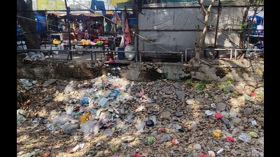Despite VIP visits, approach to Panchkula temple choked by garbage; ₹95-crore beautification project still on paper. (HT Photo) Despite VIP visits, approach to Panchkula temple choked by garbage; ₹95-crore beautification project still on paper. (HT Photo)