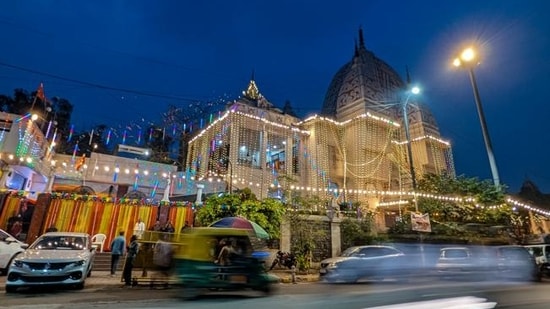 Ram Navami lights up the neighbourhood: Glowing with festive lights ahead of Ram Navami, a temple in New Friends Colony stands beautifully decorated as devotees gather to celebrate the birth of Lord Ram. The auspicious festival is marked with special prayers, bhajans and aartis in temples across the city. Many devotees also recite verses from the Ramayana as part of the celebrations. The illuminated neighborhood temple becomes a warm gathering point for the community, reflecting the devotion and festive spirit associated with the occasion (Photo: Anurag Mehra/HT)