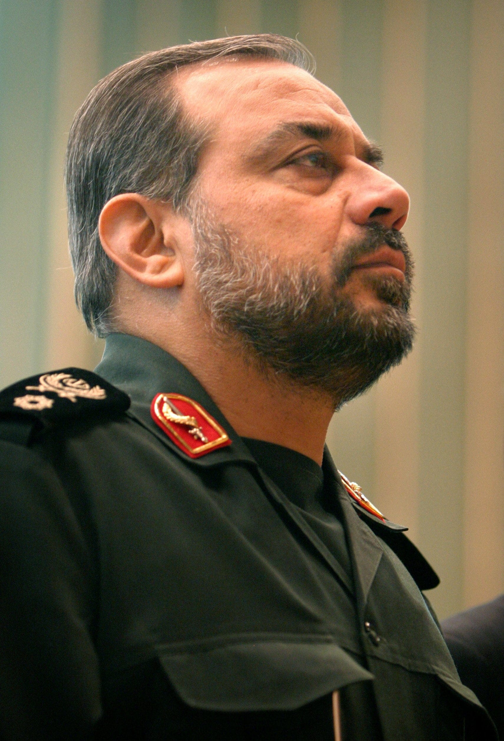 This photo from 2004 shows Mohammad Baqer Zolqadr at a conference called 'The World without America' in Tehran. He was deputy commander of the IRGC at the time. (Reuters File Photo)