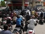 Petrol pumps in select UP cities ran dry amid panic buying by people. (HT file) Petrol pumps in select UP cities ran dry amid panic buying by people. (HT file)