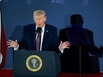 President Donald Trump speaks during the National Republican Congressional Committee's annual fundraising dinner at Union Station on March 25.