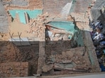 Workers trapped under debris at Roshanpura site; locals rescued them before being rushed to hospital, police say. (Parveen Kumar/HT)