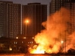 The U.S. Embassy compound in Baghdad last week after what was said to be a drone and rocket attack.