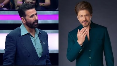 Akshay Kumar praises Shah Rukh Khan in latest episode of Wheel of Fortune. Akshay Kumar praises Shah Rukh Khan in latest episode of Wheel of Fortune.