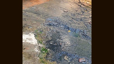 The wastewater being discharged onto a road in Ludhiana on Thursday. (ht photo) The wastewater being discharged onto a road in Ludhiana on Thursday. (ht photo)