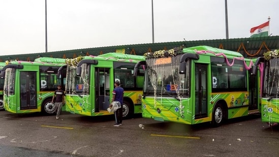 Daily average passengers on DTC buses stood at 2.43 million in 2025-26, compared to 4.35 million in 2013-14. (PTI)