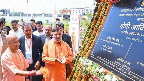 Uttar Pradesh chief minister Yogi Adityanath at the inauguration of 71st centre of Software Technology Parks of India in Gorakhpur on Thursday. (ANI PHOTO)