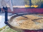 A farmer working in his jaggery unit in Sangrur.