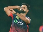 Auqib Nabi during a training session. (Delhi Capitals)