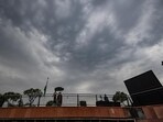 Dark clouds over Connaught Place. (RAJ K RAJ /HT PHOTO) Dark clouds over Connaught Place. (RAJ K RAJ /HT PHOTO)
