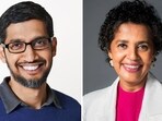 Google CEO Sundar Pichai (L), Flex CEO Revathi Advaithi (R). 