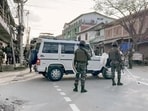 Security tightened outside the residence of Henlianthang Thanglet, the chairman of the Kuki-Zo Council, in Churachandpur. (ANI)
