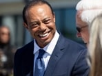 Golfer Tiger Woods at the TGR Learning Lab Philadelphia in Philadelphia, Pennsylvania